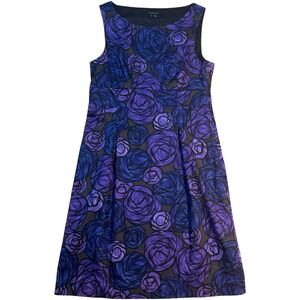 Theory SEARA Dress Women Size 6 Purple Blue Rose Floral Sleeveless Knee Length
